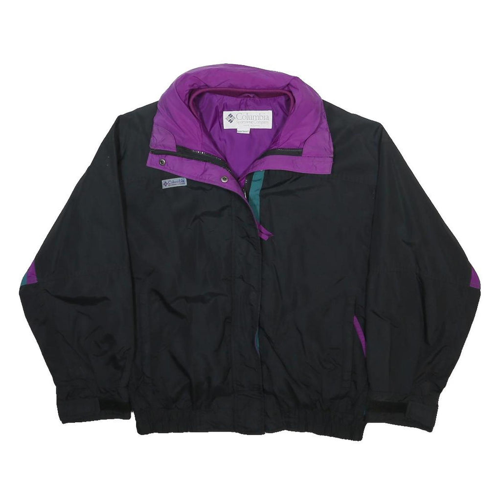 COLUMBIA Womens Black & Purple Outdoor Jacket L Synthetic Zip Casual Sportswear