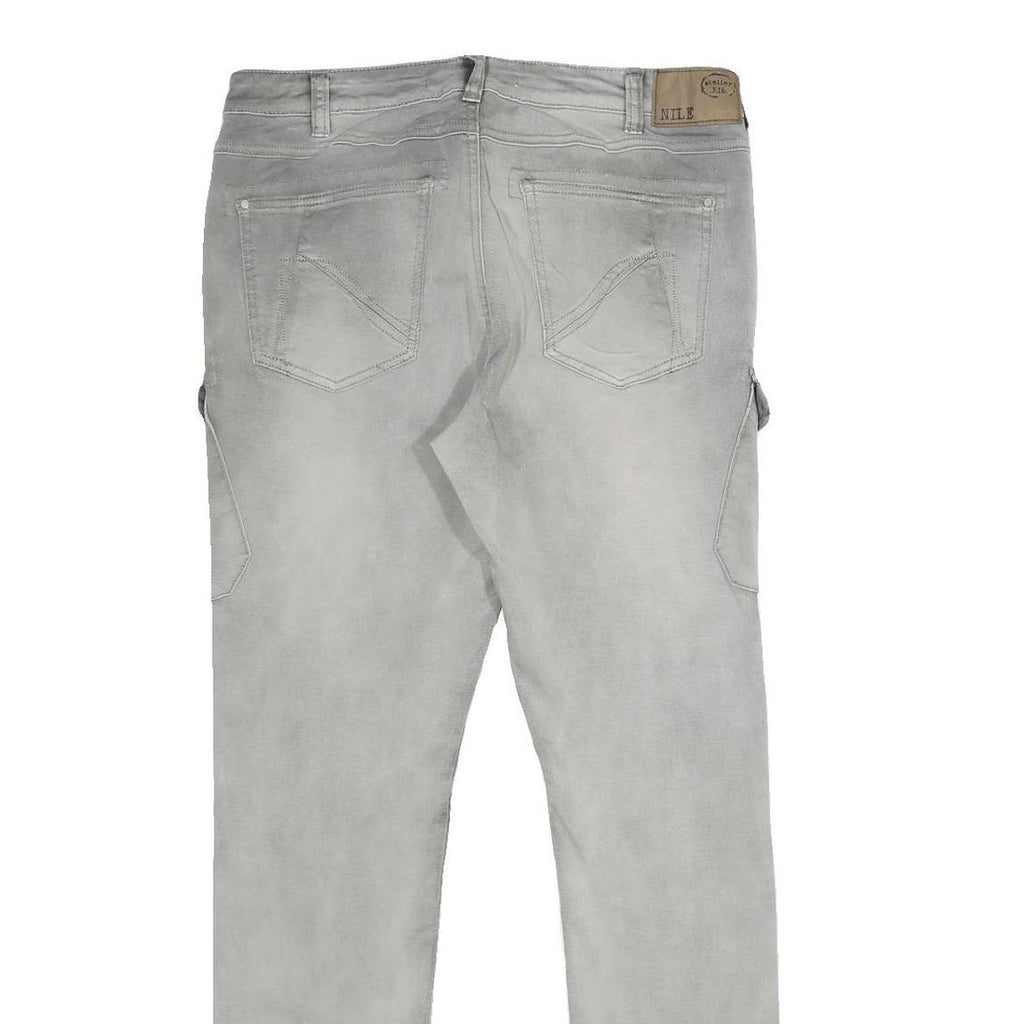 NILE ATELIER Womens Cotton Blend Grey Regular Fit Cargo Trousers W32 L32 Utility