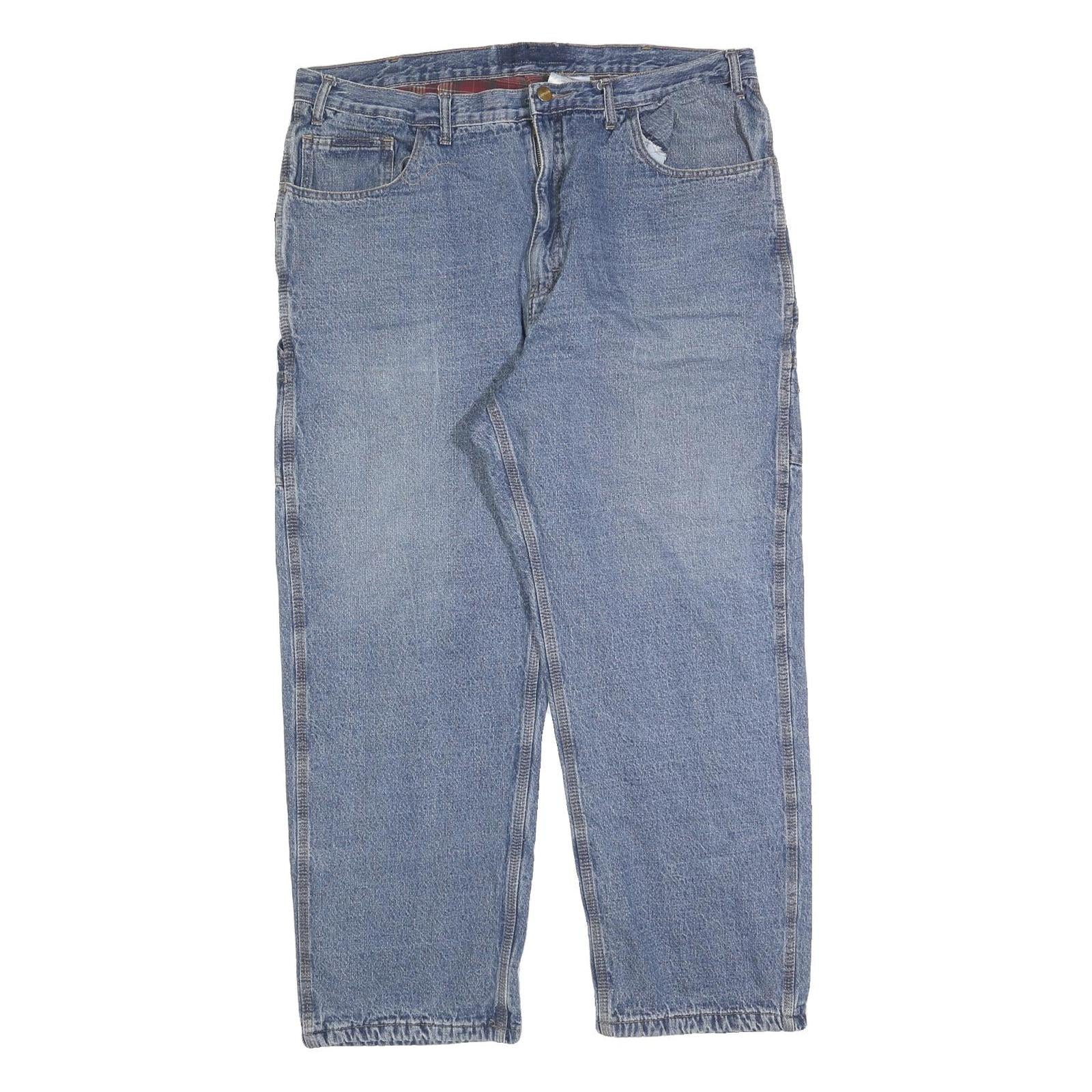 CARHARTT Mens Regular Fit Blue Denim Jeans W38 L28 Workwear Utility Zip Closure