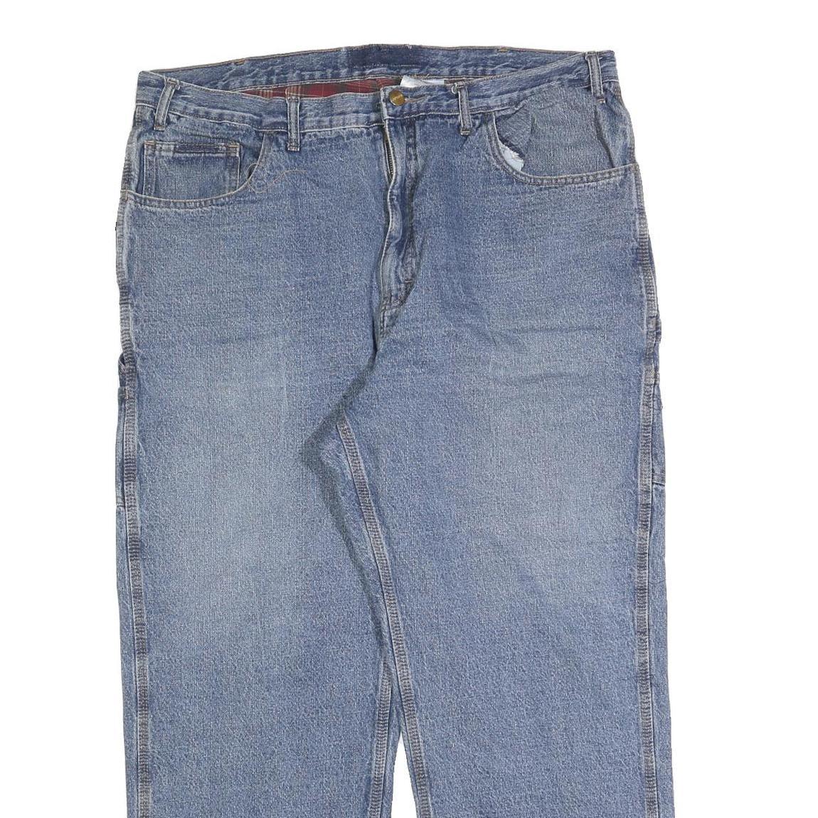 CARHARTT Mens Regular Fit Blue Denim Jeans W38 L28 Workwear Utility Zip Closure