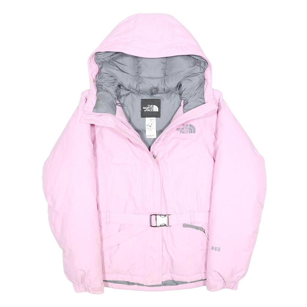 THE NORTH FACE Womens Pink & Grey Insulated Puffer Jacket S Polyester Blend Zip