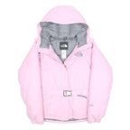 THE NORTH FACE Womens Pink & Grey Insulated Puffer Jacket S Polyester Blend Zip