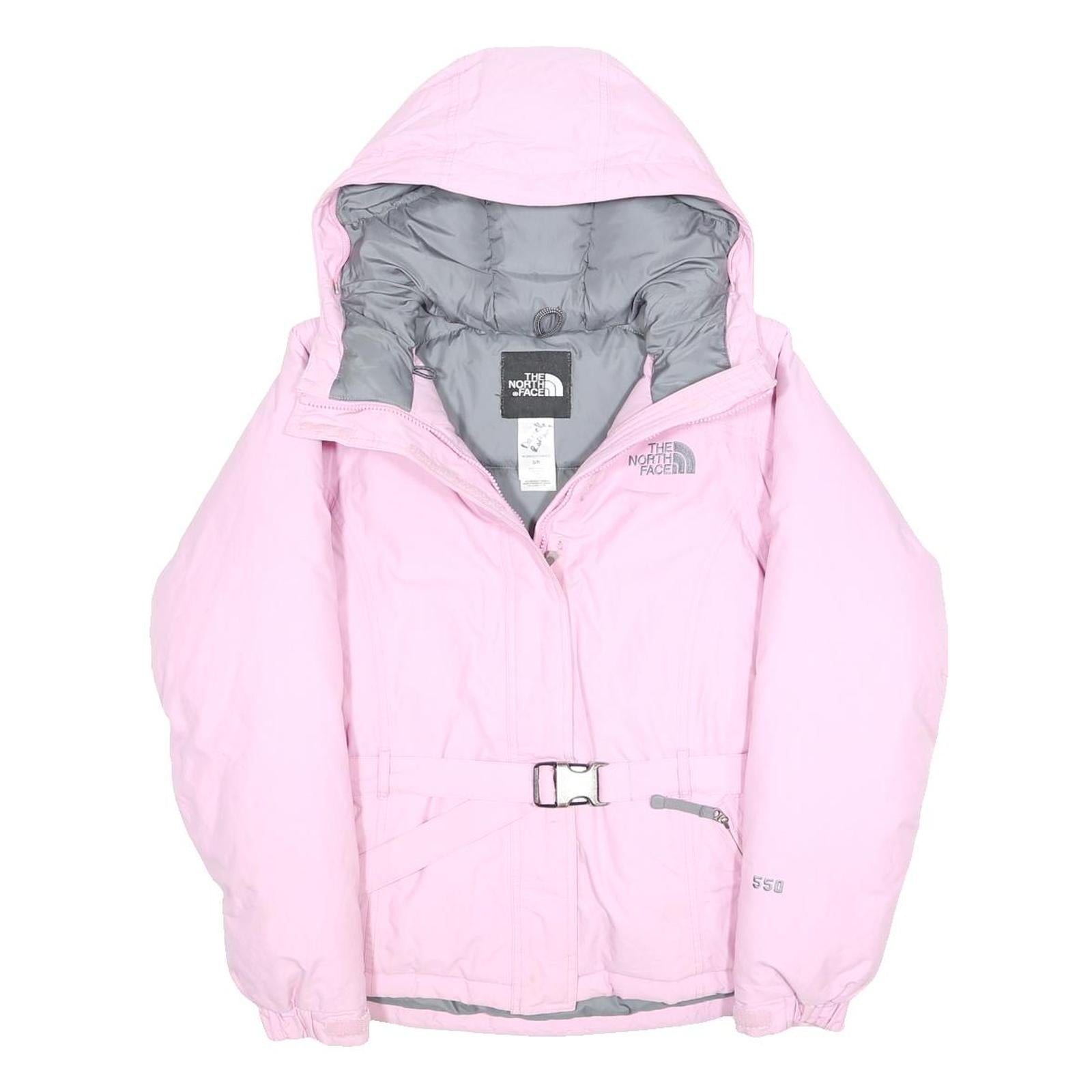 THE NORTH FACE Womens Pink & Grey Insulated Puffer Jacket S Polyester Blend Zip