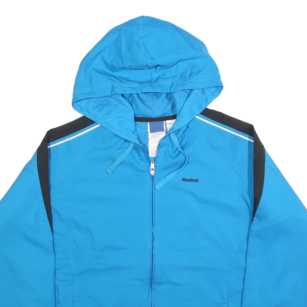 REEBOK Womens Blue & Black Zip Jacket M Polyester Blend Lightweight Activewear