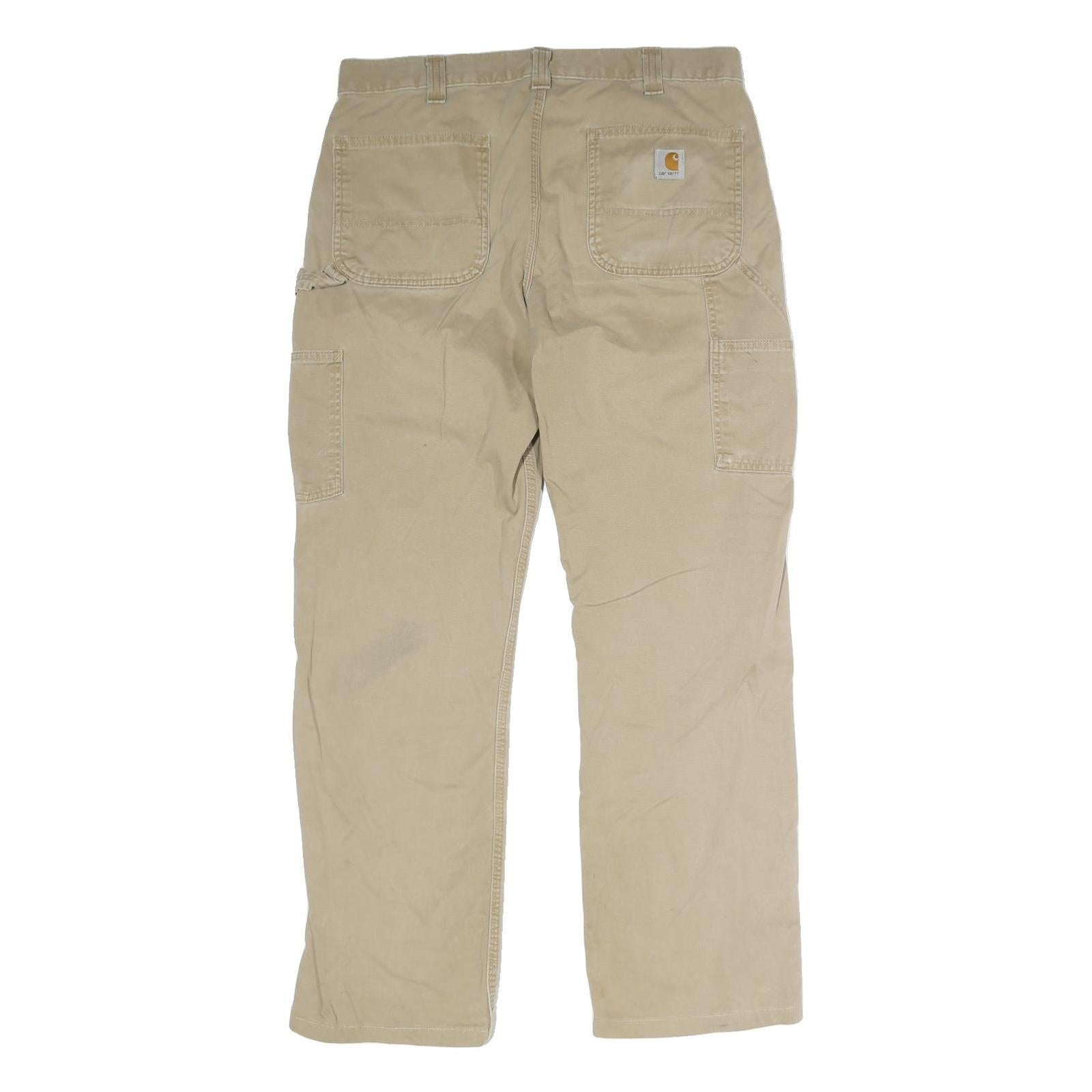 CARHARTT Mens Cotton Blend Beige Regular Fit Straight Leg Trousers W34 L29