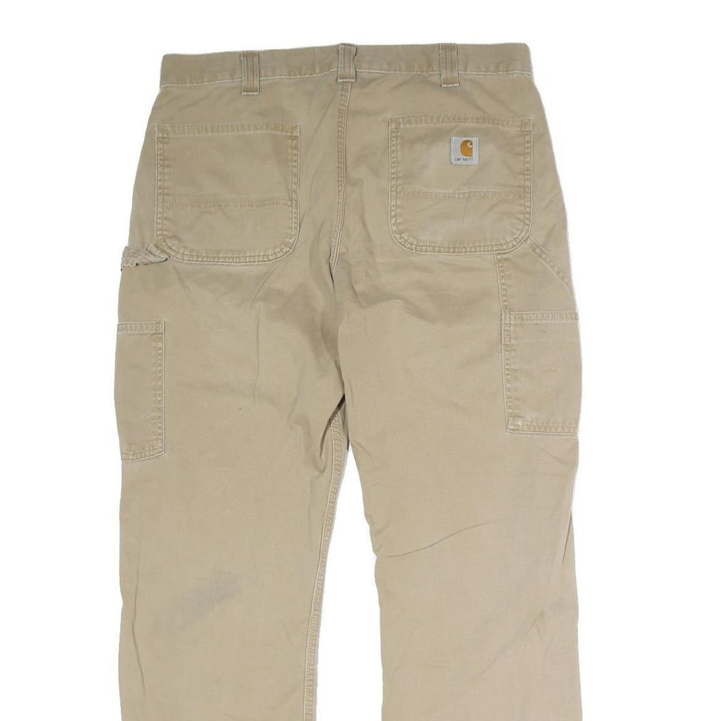 CARHARTT Mens Cotton Blend Beige Regular Fit Straight Leg Trousers W34 L29