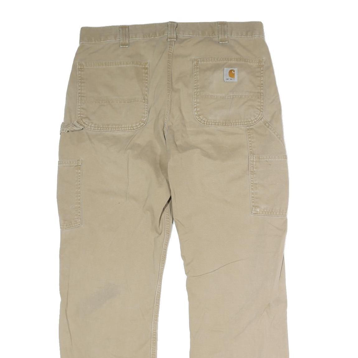 CARHARTT Mens Cotton Blend Beige Regular Fit Straight Leg Trousers W34 L29