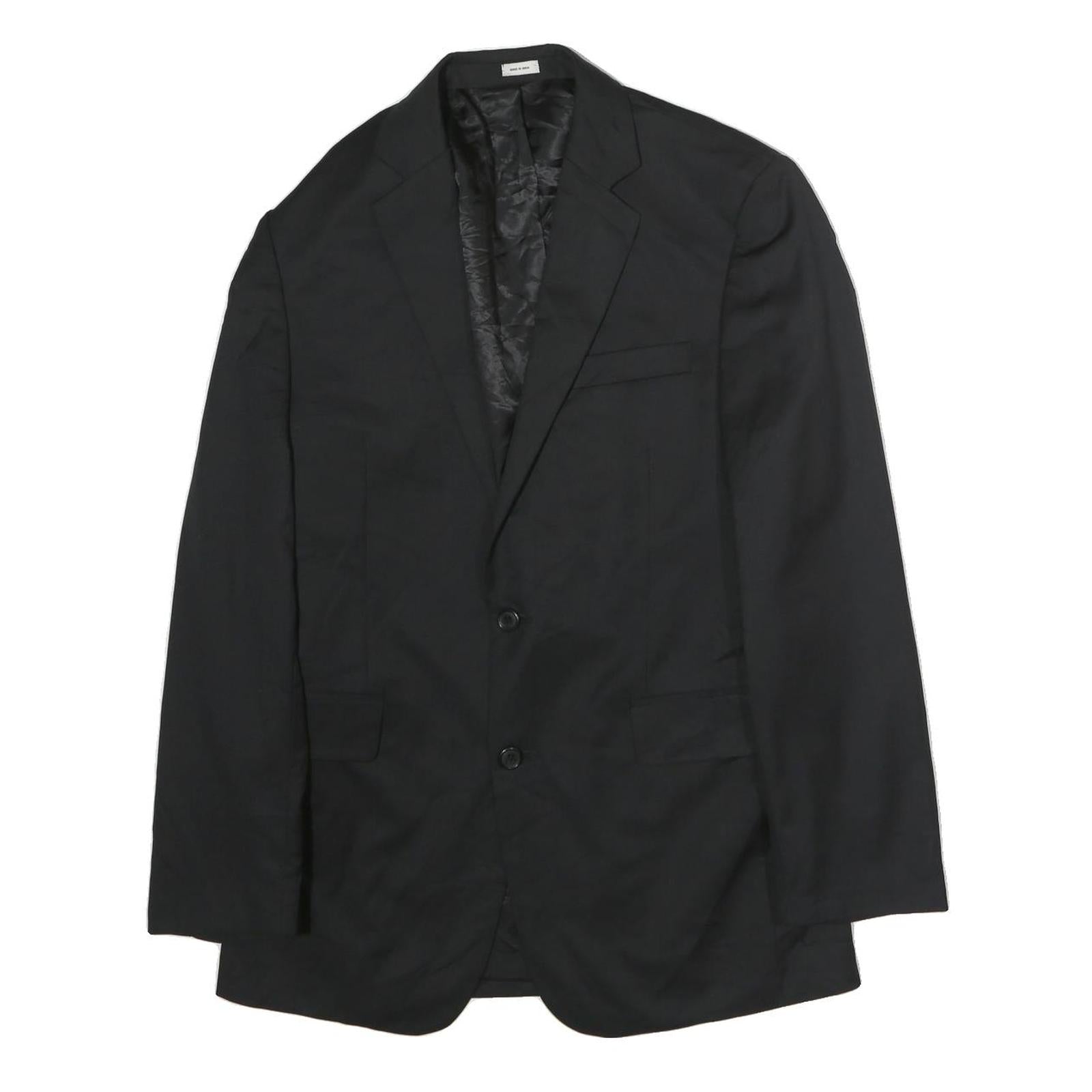 Mens Black Classic Cotton Blazer Jacket M Button Closure Plain Formal