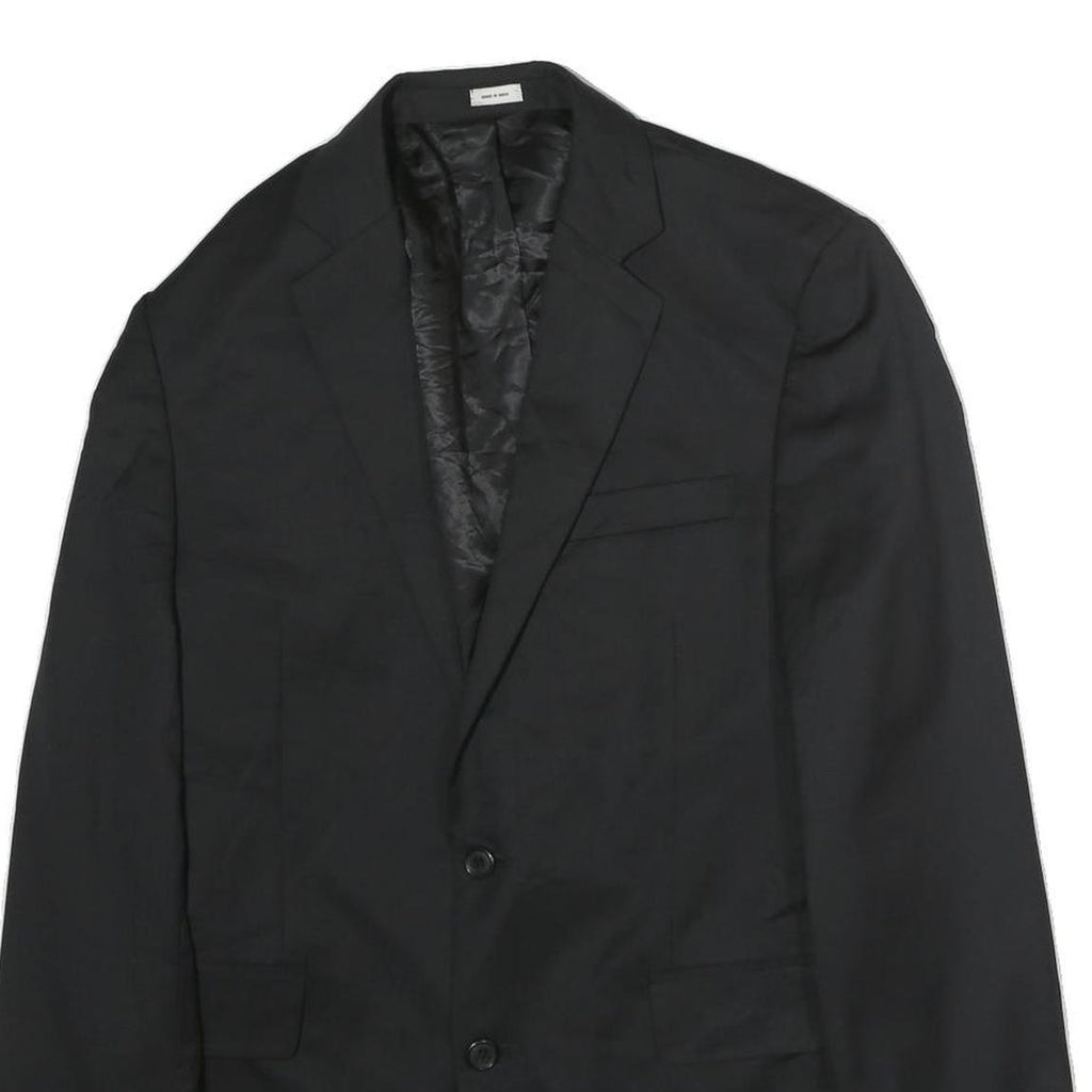 Mens Black Classic Cotton Blazer Jacket M Button Closure Plain Formal