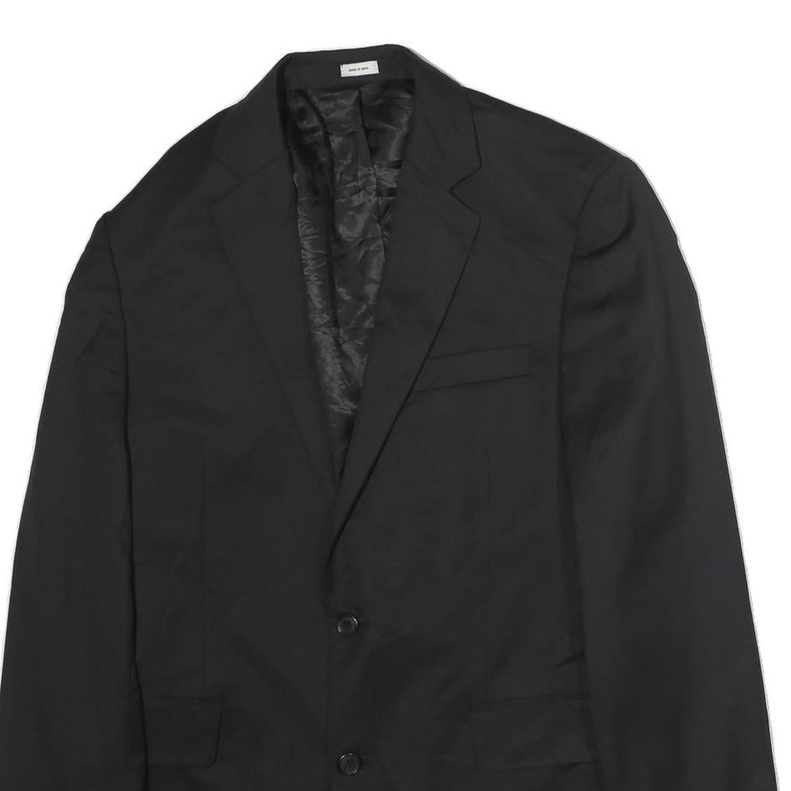 Mens Black Classic Cotton Blazer Jacket M Button Closure Plain Formal