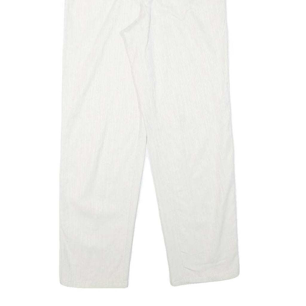 LA STRADA Womens White Regular Fit Straight Trousers W28 L29 Polyester Blend Zip