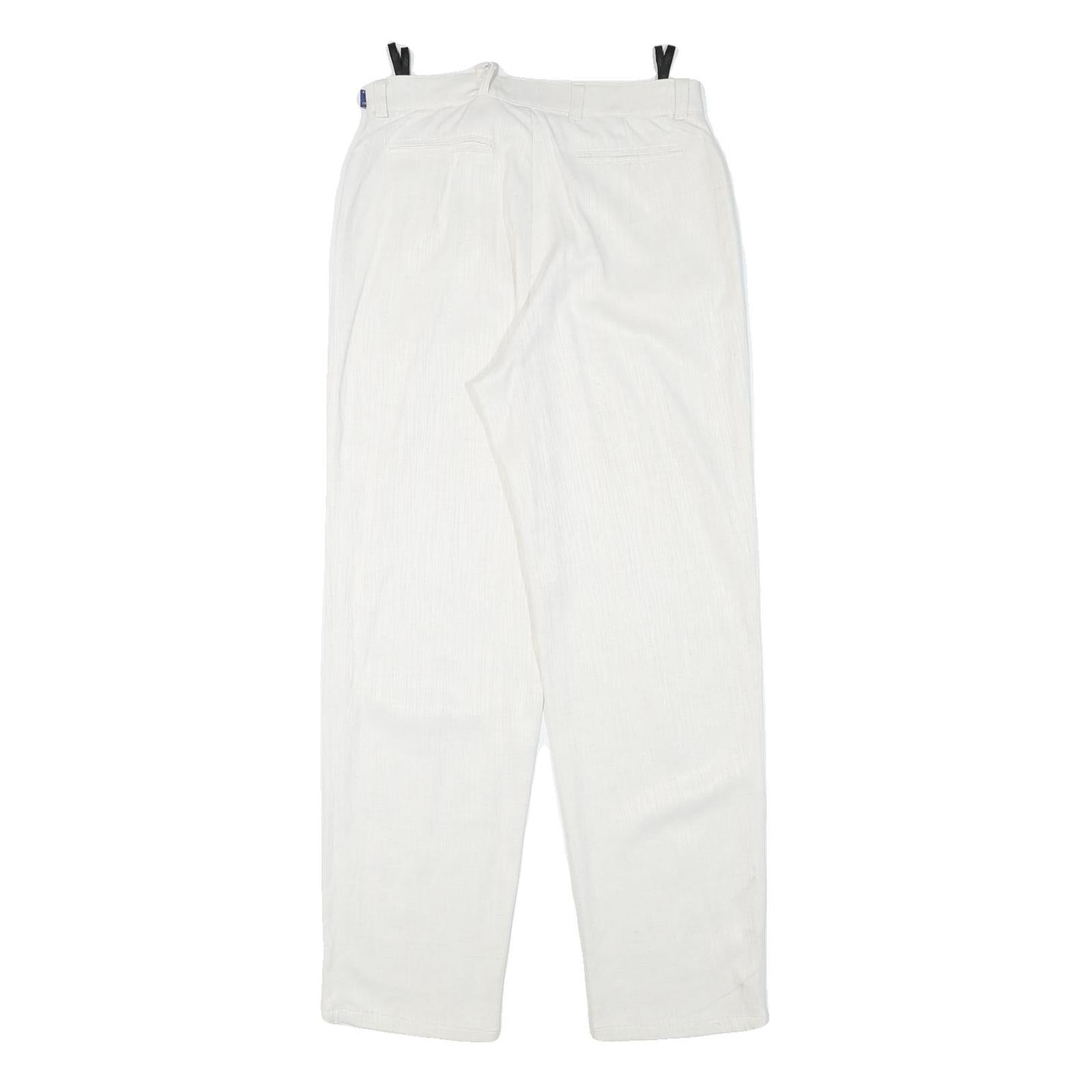 LA STRADA Womens White Regular Fit Straight Trousers W28 L29 Polyester Blend Zip