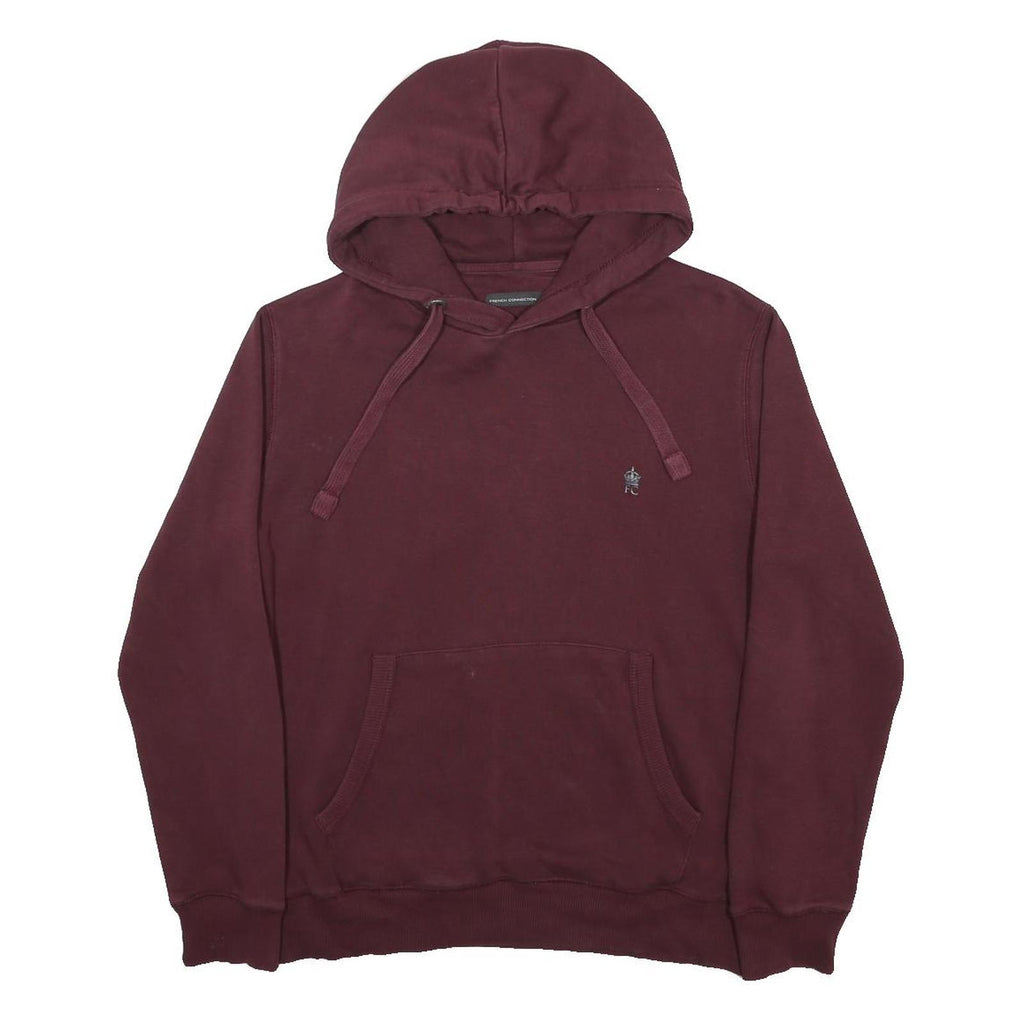 FRENCH CONNECTION Mens Maroon Hoodie M Cotton Blend Pullover Hooded Sweatshirt