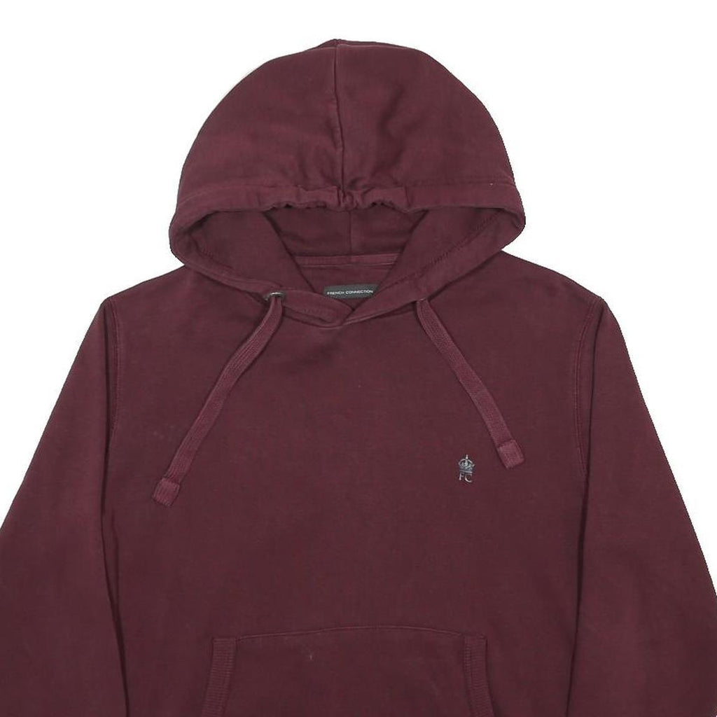 FRENCH CONNECTION Mens Maroon Hoodie M Cotton Blend Pullover Hooded Sweatshirt