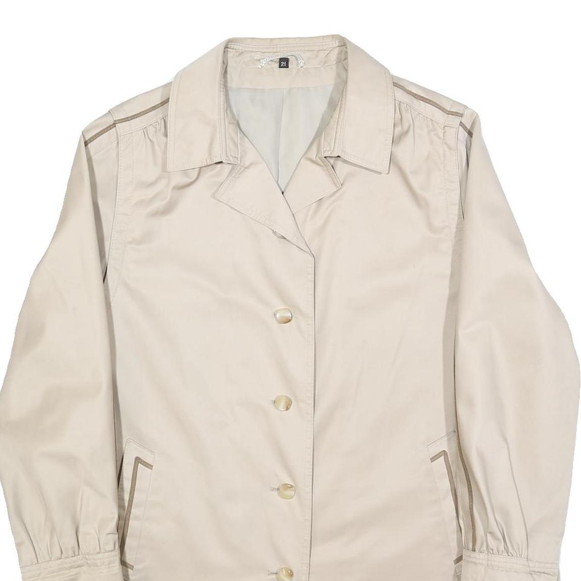 F & S MODELL Womens Beige Cotton Blend Button Jacket M Casual Lightweight