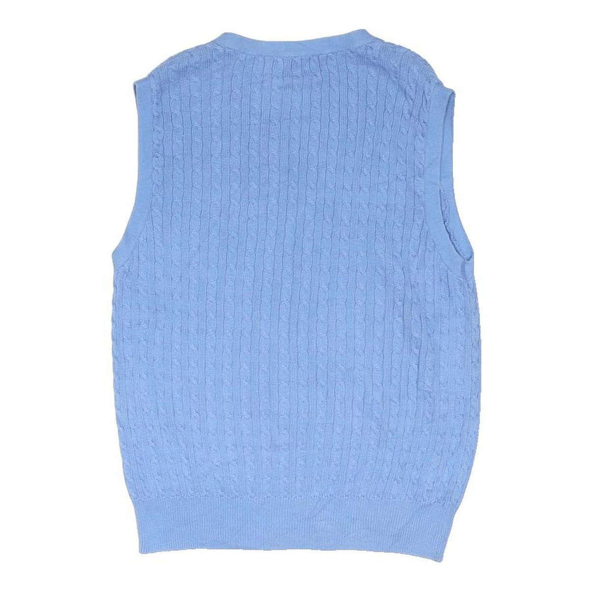 POLO SPORT RALPH LAUREN Womens Blue Cable Knit V-Neck Jumper L Sleeveless Cotton