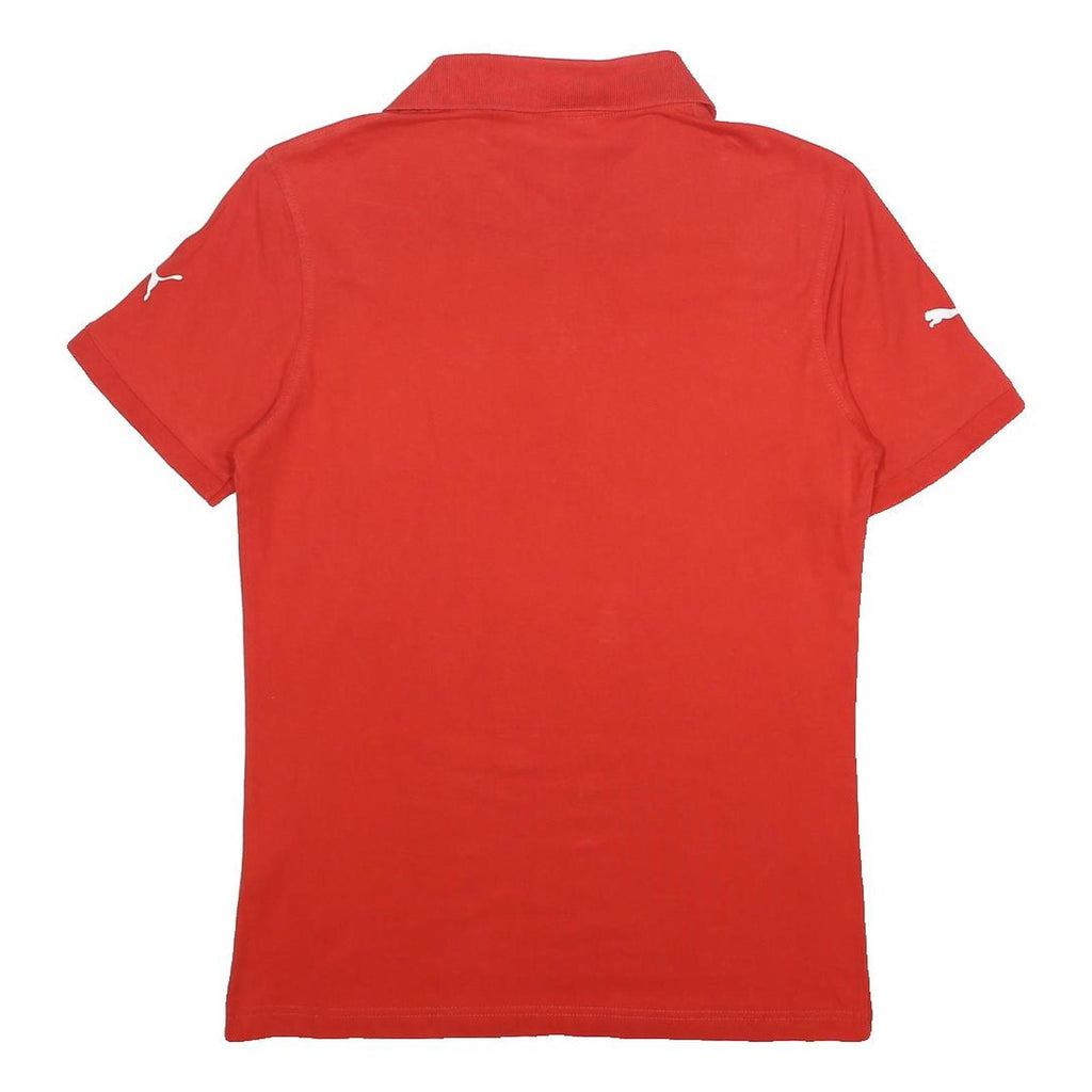 PUMA Mens Red Austria Crest Short Sleeve Polo Shirt M Cotton Blend