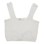 HOLLISTER Womens White Ribbed Cropped Top Sleeveless Square Neck M Cotton Blend