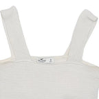 HOLLISTER Womens White Ribbed Cropped Top Sleeveless Square Neck M Cotton Blend
