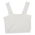 HOLLISTER Womens White Ribbed Cropped Top Sleeveless Square Neck M Cotton Blend