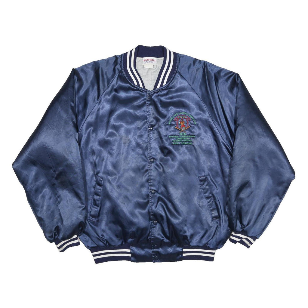HARTWELL SPORTS Mens Blue Synthetic Button Jacket XL Satin Baseball NABA