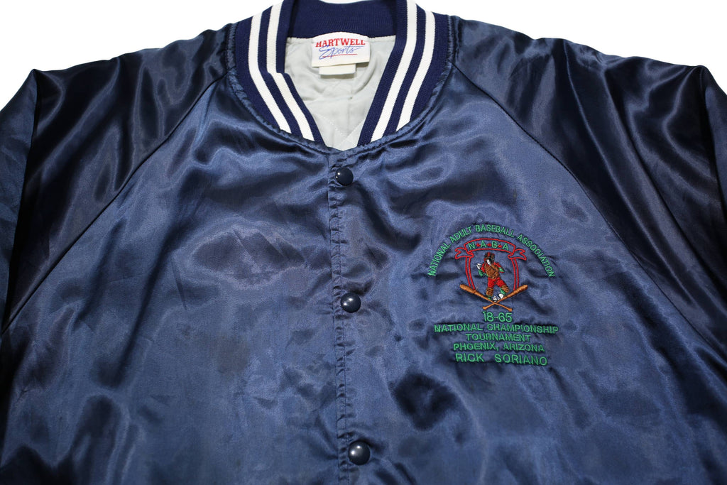 HARTWELL SPORTS Mens Blue Synthetic Button Jacket XL Satin Baseball NABA