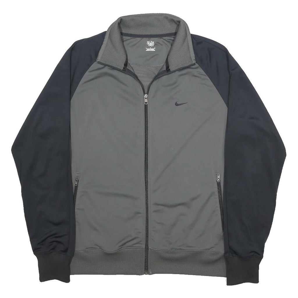 NIKE Mens Grey & Black Sports Zip-Up Jacket L Polyester Casual Activewear