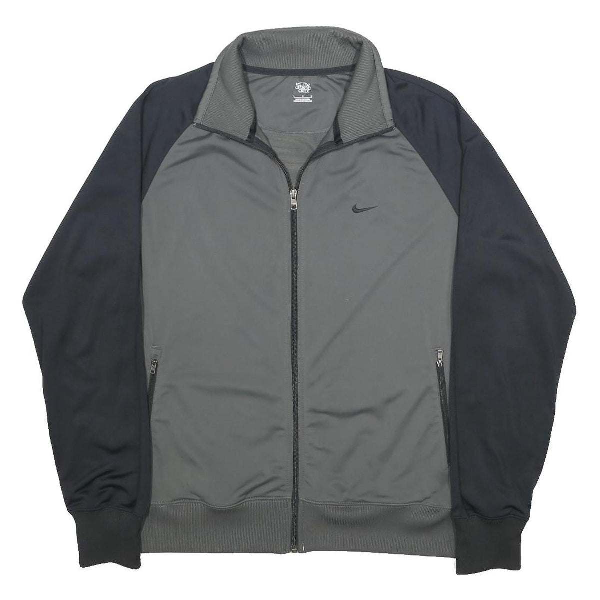 NIKE Mens Grey & Black Sports Zip-Up Jacket L Polyester Casual Activewear