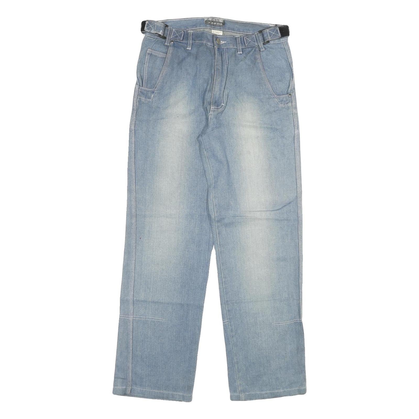 RAONI Mens Jeans Blue Regular Straight Denim Medium W30 L30 Casual Cotton Blend