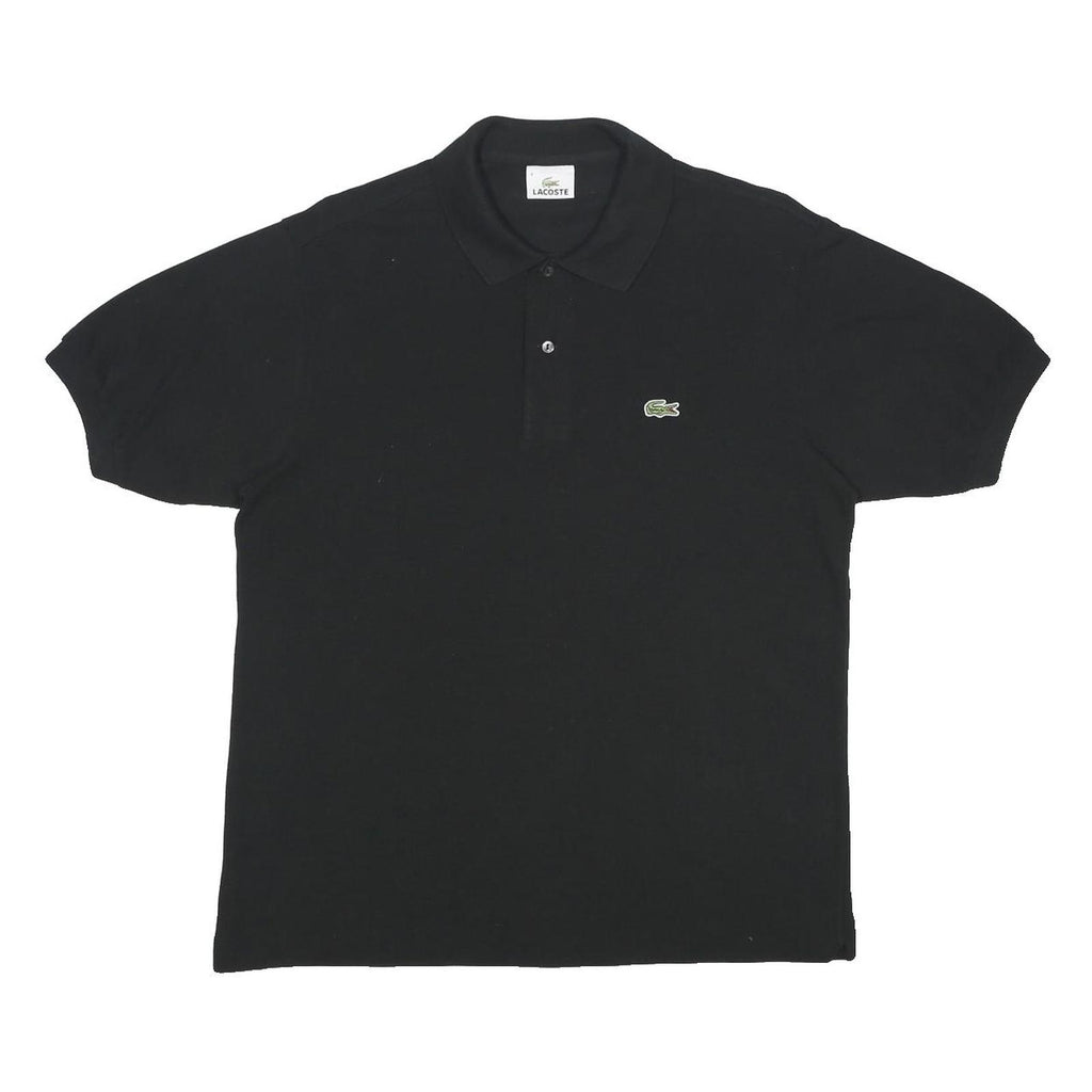 LACOSTE Mens Black Cotton Polo Shirt M Classic Crocodile Logo Short Sleeve