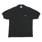 LACOSTE Mens Black Cotton Polo Shirt M Classic Crocodile Logo Short Sleeve