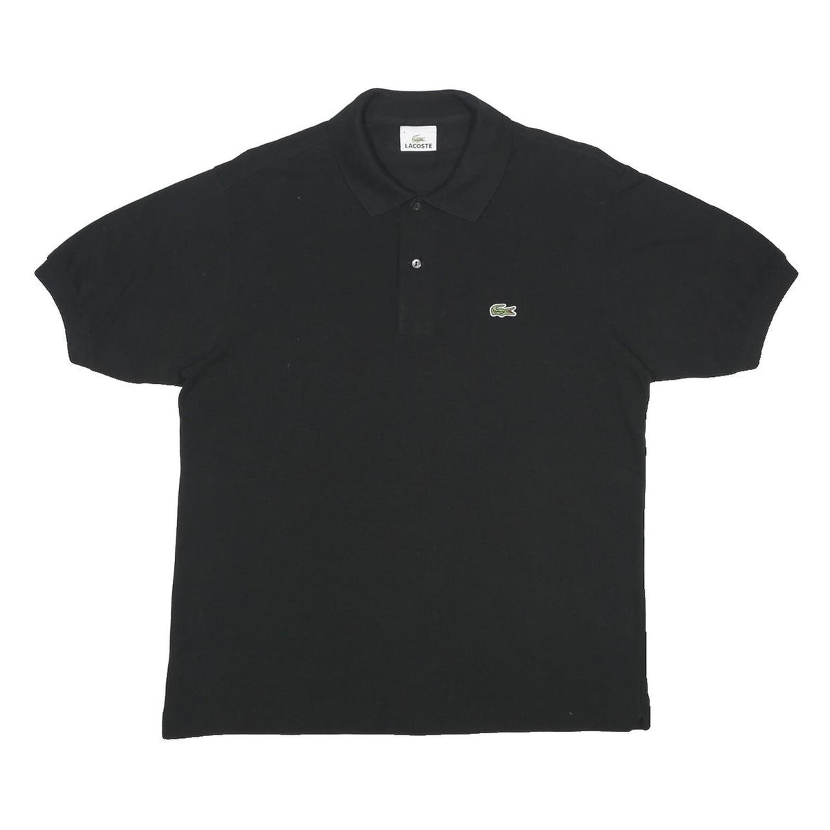 LACOSTE Mens Black Cotton Polo Shirt M Classic Crocodile Logo Short Sleeve
