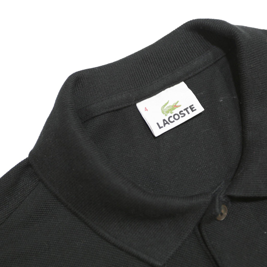 LACOSTE Mens Black Cotton Polo Shirt M Classic Crocodile Logo Short Sleeve