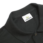 LACOSTE Mens Black Cotton Polo Shirt M Classic Crocodile Logo Short Sleeve