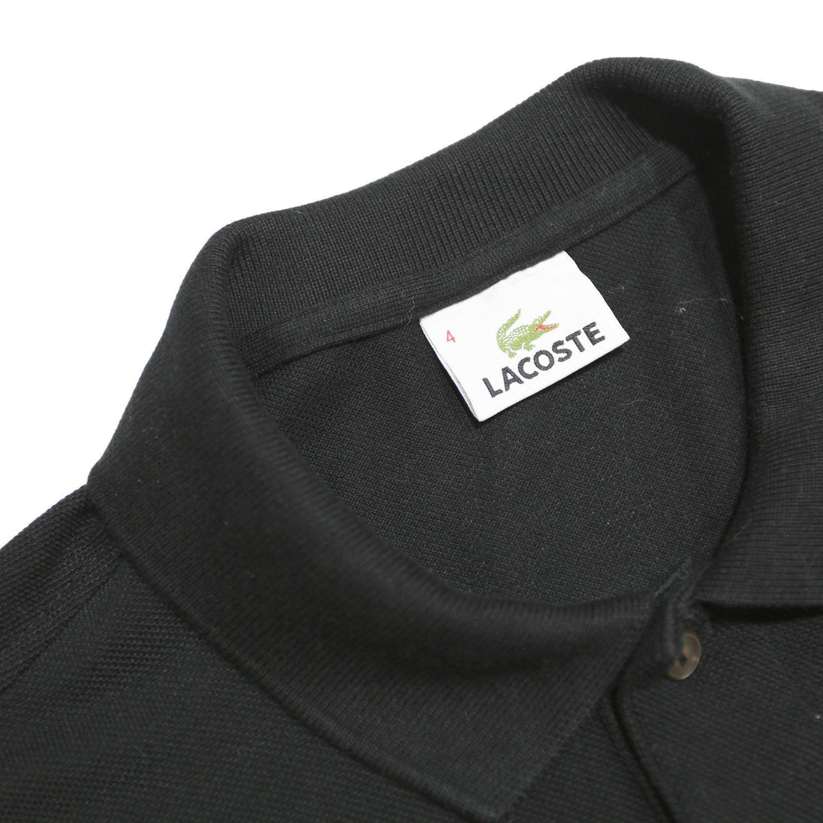 LACOSTE Mens Black Cotton Polo Shirt M Classic Crocodile Logo Short Sleeve