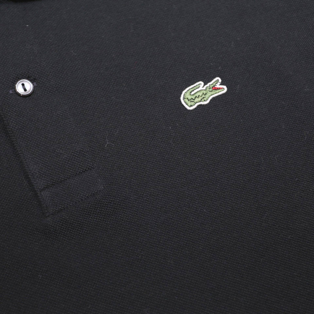 LACOSTE Mens Black Cotton Polo Shirt M Classic Crocodile Logo Short Sleeve