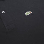 LACOSTE Mens Black Cotton Polo Shirt M Classic Crocodile Logo Short Sleeve