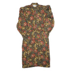 COUTURE Womens Green & Brown Floral Shift Cotton Blend Dress Size S Elegant Fall