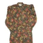 COUTURE Womens Green & Brown Floral Shift Cotton Blend Dress Size S Elegant Fall