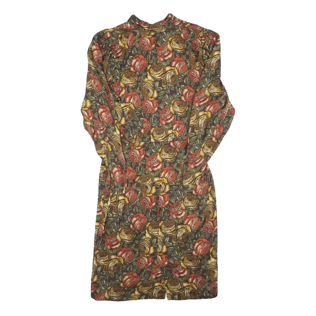 COUTURE Womens Green & Brown Floral Shift Cotton Blend Dress Size S Elegant Fall