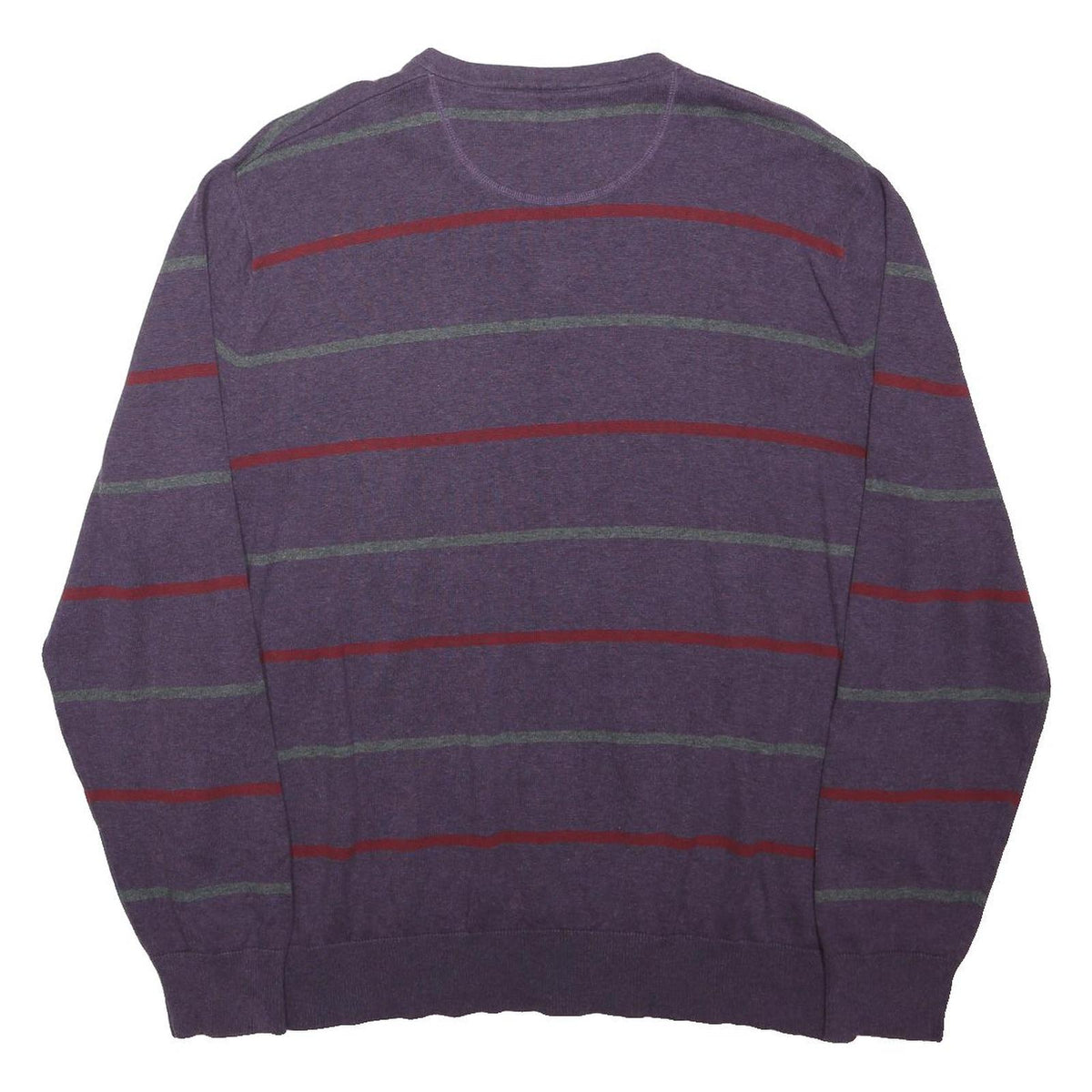 ATLANTIC BAY Mens Purple & Red Patterned V-Neck Basic Knit 2XL Jumper Cotton