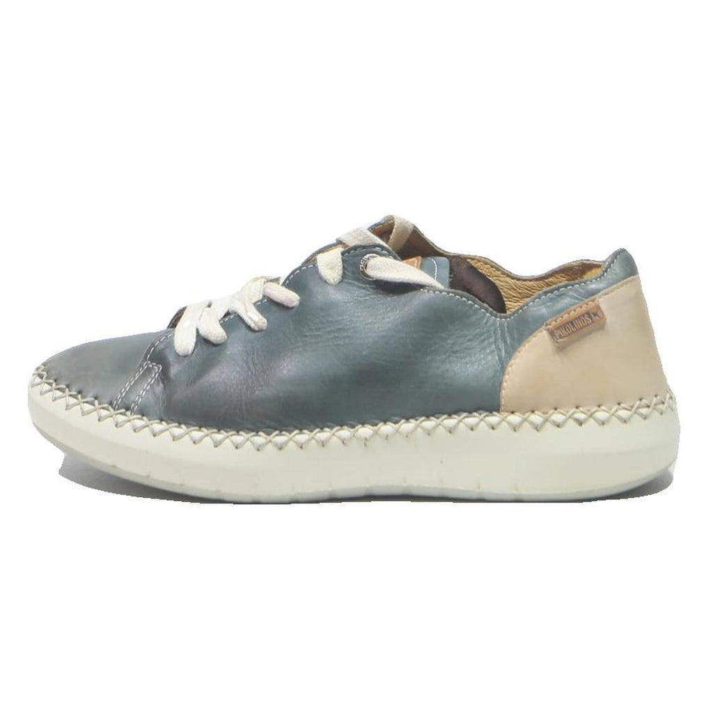 PIKOLINOS Womens Casual Lace-Up Leather Blue & Cream UK 5 Comfortable Shoes