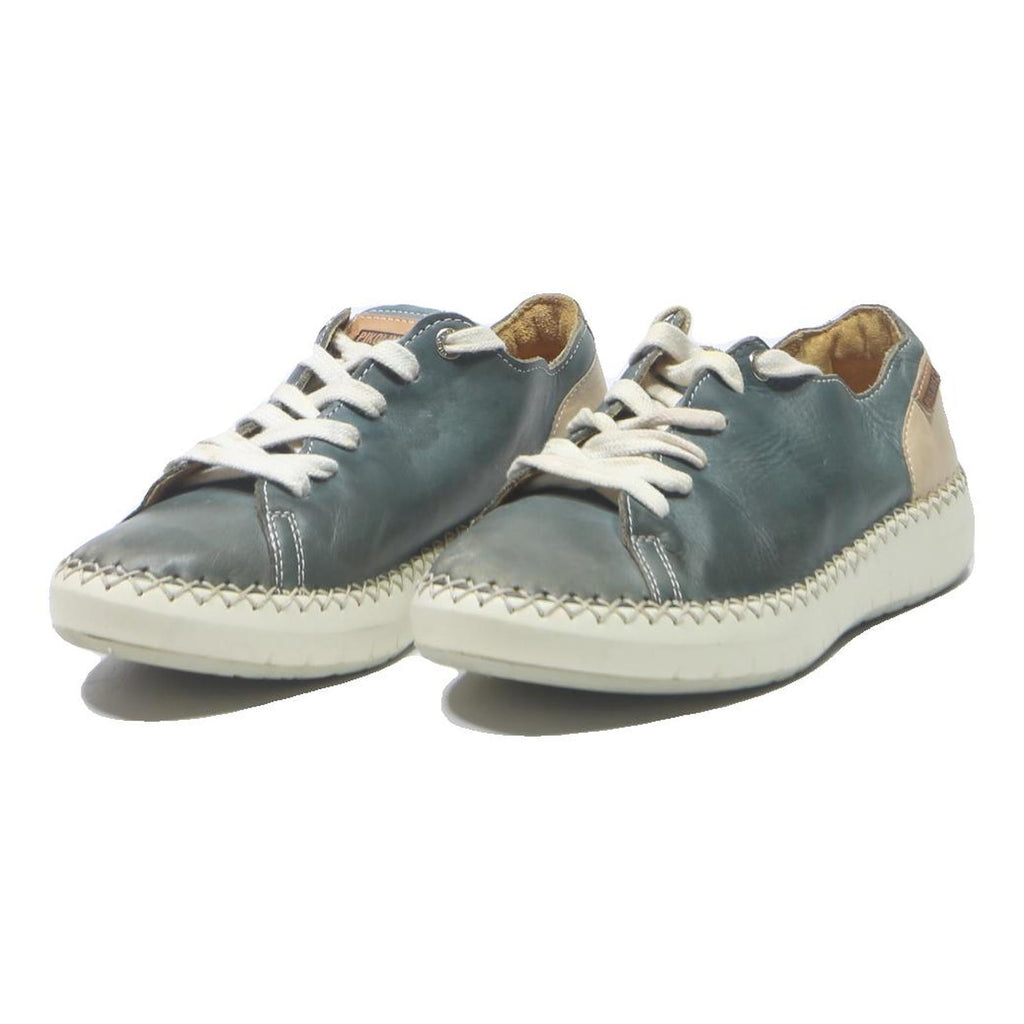 PIKOLINOS Womens Casual Lace-Up Leather Blue & Cream UK 5 Comfortable Shoes