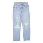 LEVI'S 501 Womens Jeans Light Blue Regular Straight Denim W26 L25 Distressed
