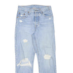 LEVI'S 501 Womens Jeans Light Blue Regular Straight Denim W26 L25 Distressed