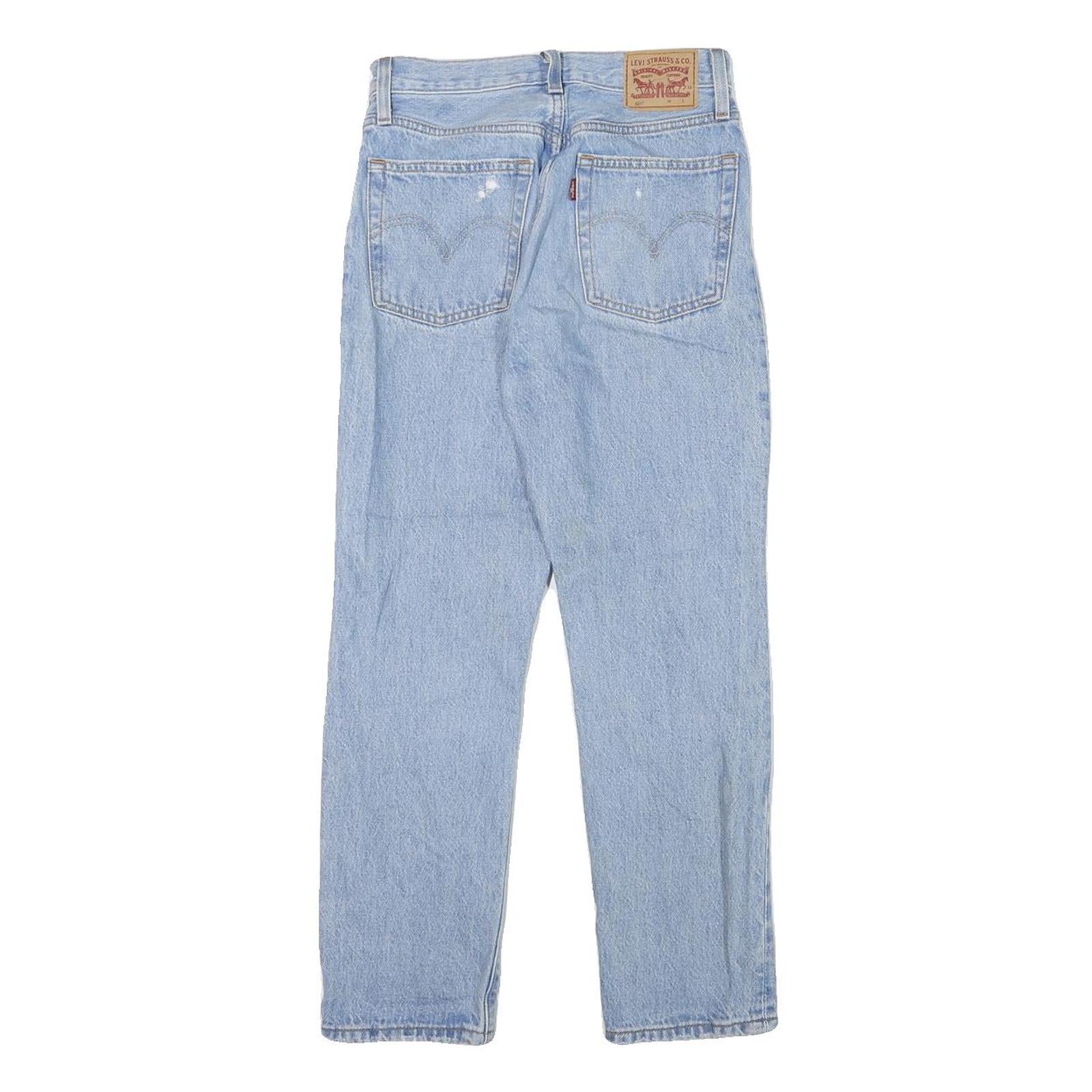 LEVI'S 501 Womens Jeans Light Blue Regular Straight Denim W26 L25 Distressed