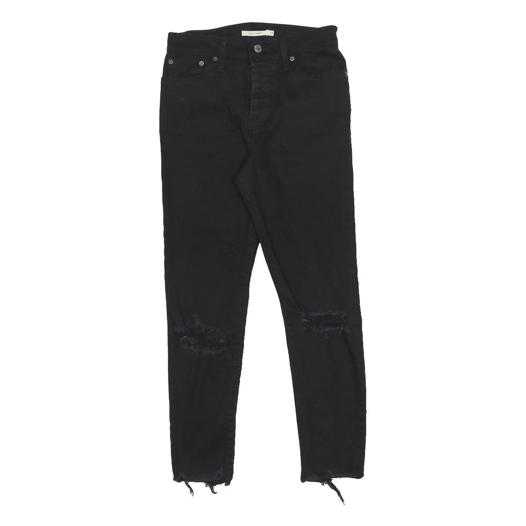 LEVI'S Womens Jeans Black Slim Skinny Denim Raw Hem W27 L25 Distressed Style