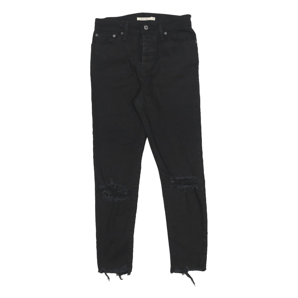 LEVI'S Womens Jeans Black Slim Skinny Denim Raw Hem W27 L25 Distressed Style