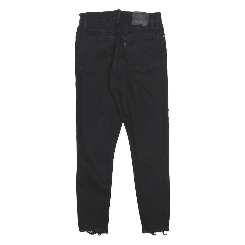 LEVI'S Womens Jeans Black Slim Skinny Denim Raw Hem W27 L25 Distressed Style