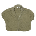 ZARA Womens Green Basic Shirt Short Sleeve Collared S Cotton Blend Casual